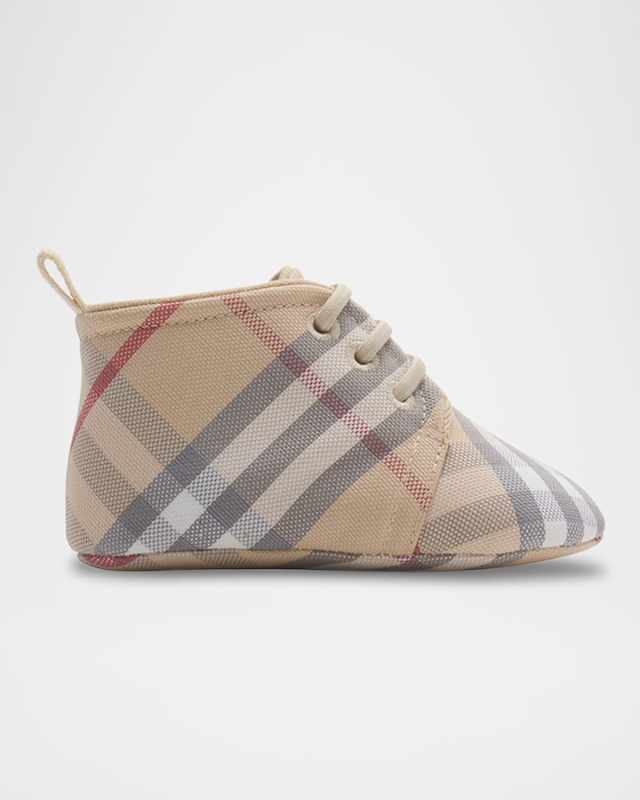 Kid's Corby Lace-Up Check Prewalker Booties, Baby